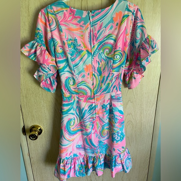 LILLY PULITZER Darlah Ruffle Dress in Carnivale Coral size 6 EUC - Picture 5 of 9